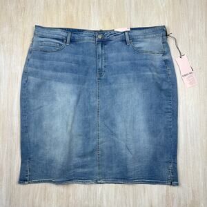NWT NYDJ Curves 360 Biscayne Blue Denim Straight Pencil Casual Skirt Plus 20